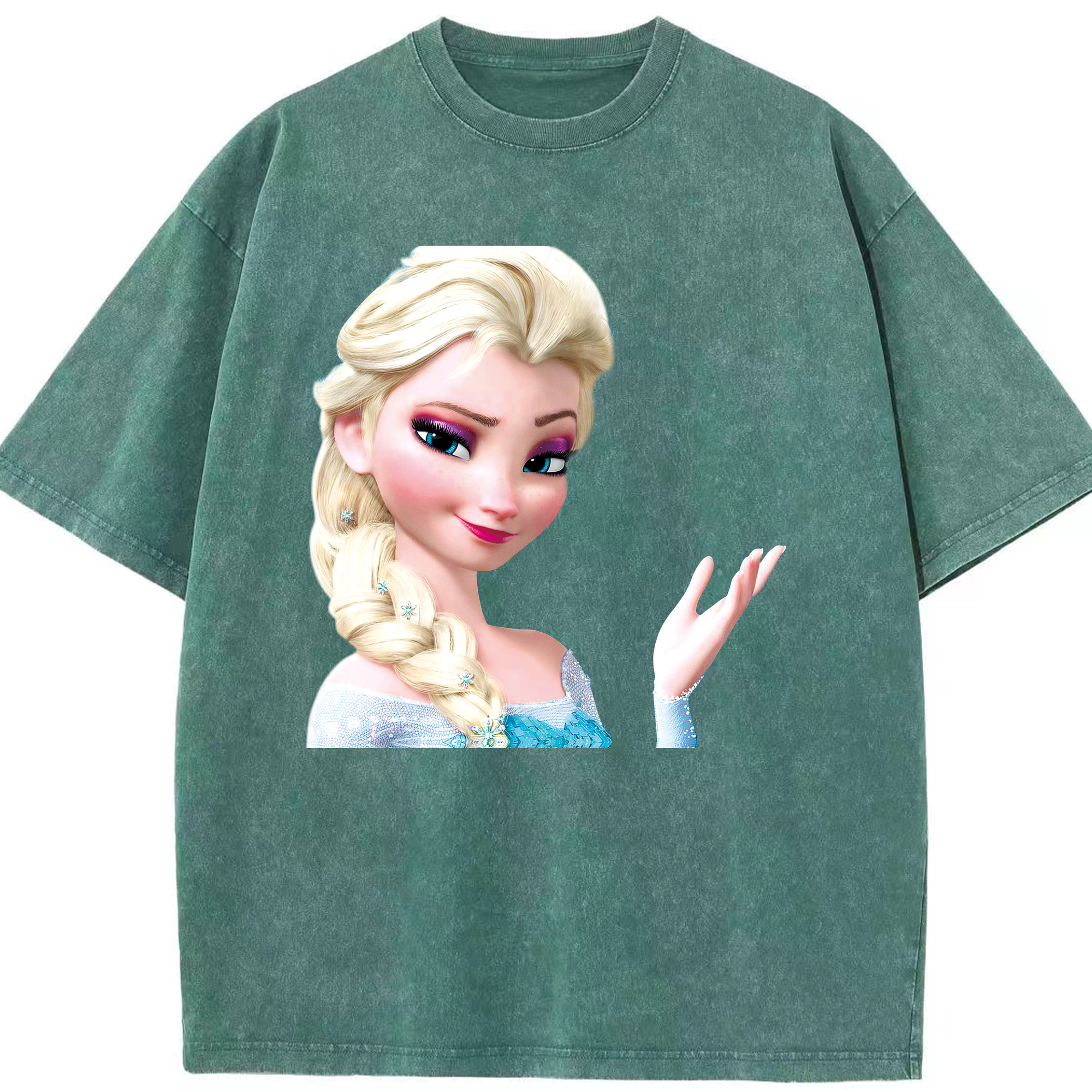 （画像用） アナと雪の女王 アンナ エルサ Frozen Anna Elsa 綿100% ヴィンテージ風 半袖Tシャツ（フロントプリント）